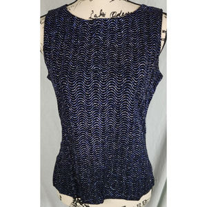 JBS Ltd Blue Top With Silver Glitter Sleeveless Women's Size Large